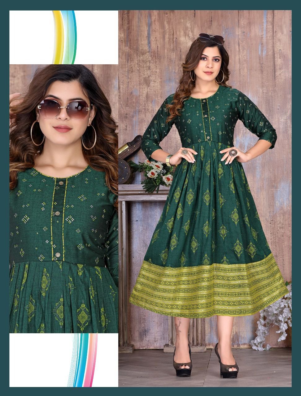 Ft Colourful Ethnic Wear Wholesale Anarkali Kurti Collection